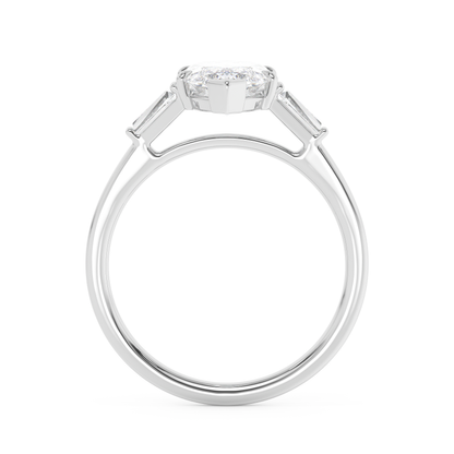 Emerald Solitaire Lab Grown Diamond Engagement Ring