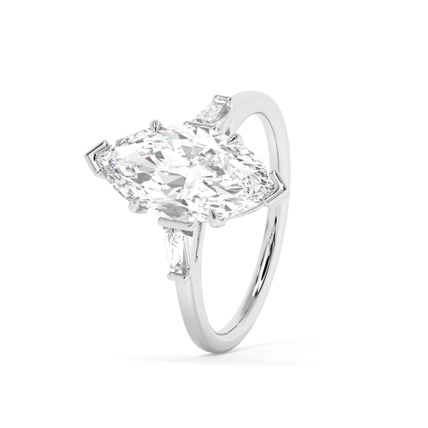 Emerald Solitaire Lab Grown Diamond Engagement Ring