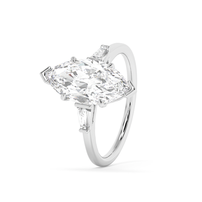 Emerald Solitaire Lab Grown Diamond Engagement Ring