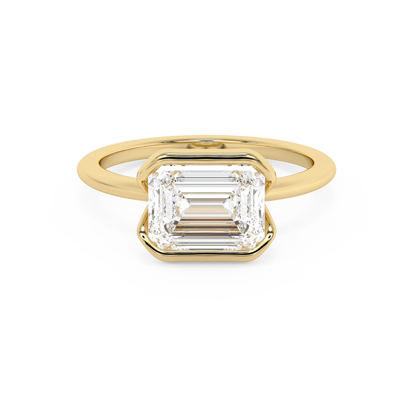 Emerald Solitaire Lab Grown Diamond Engagement Ring