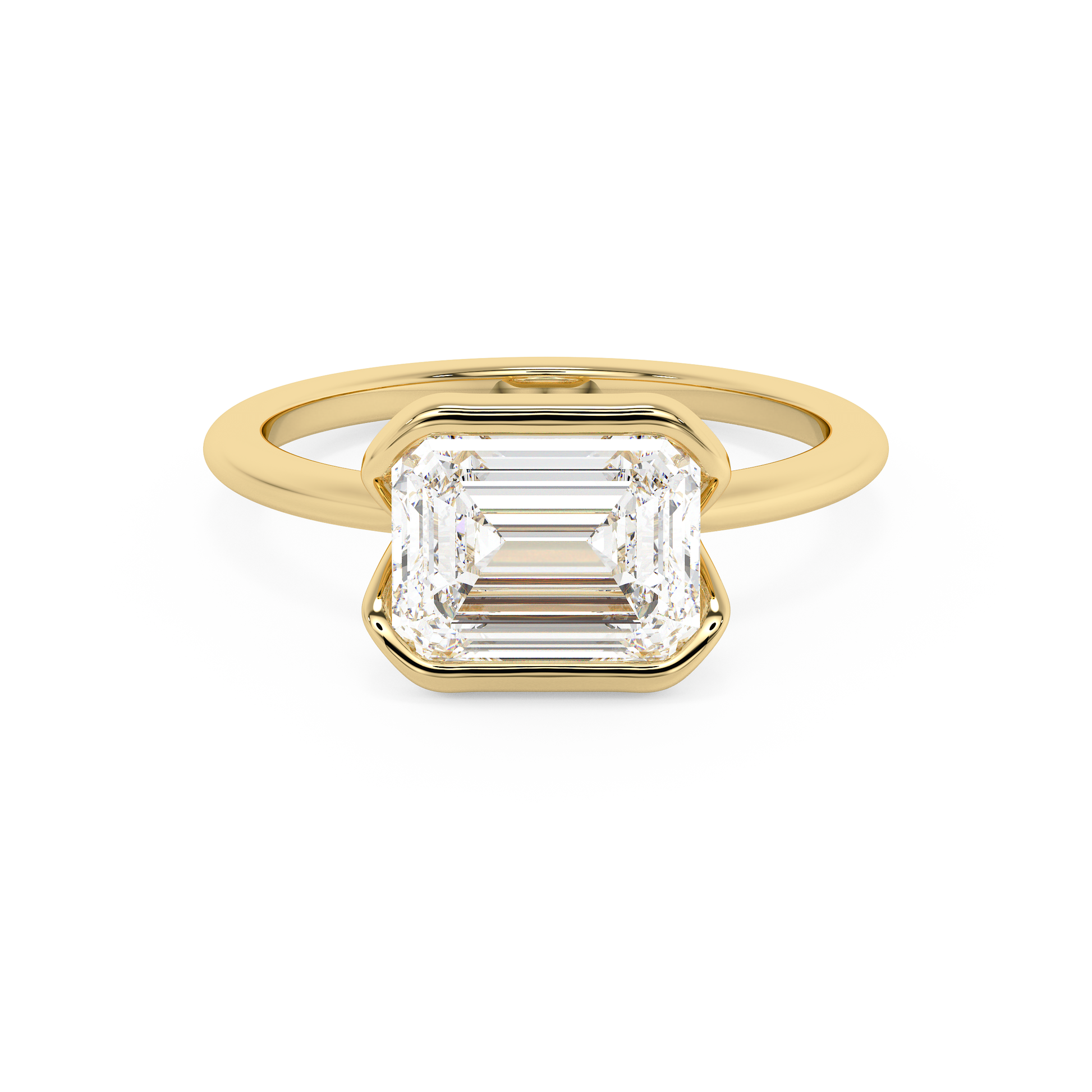 Emerald Solitaire Lab Grown Diamond Engagement Ring