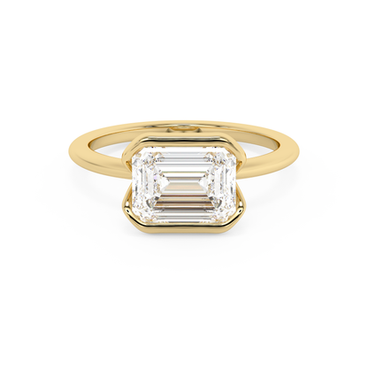 Emerald Solitaire Lab Grown Diamond Engagement Ring