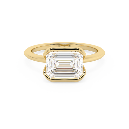 Emerald Solitaire Lab Grown Diamond Engagement Ring