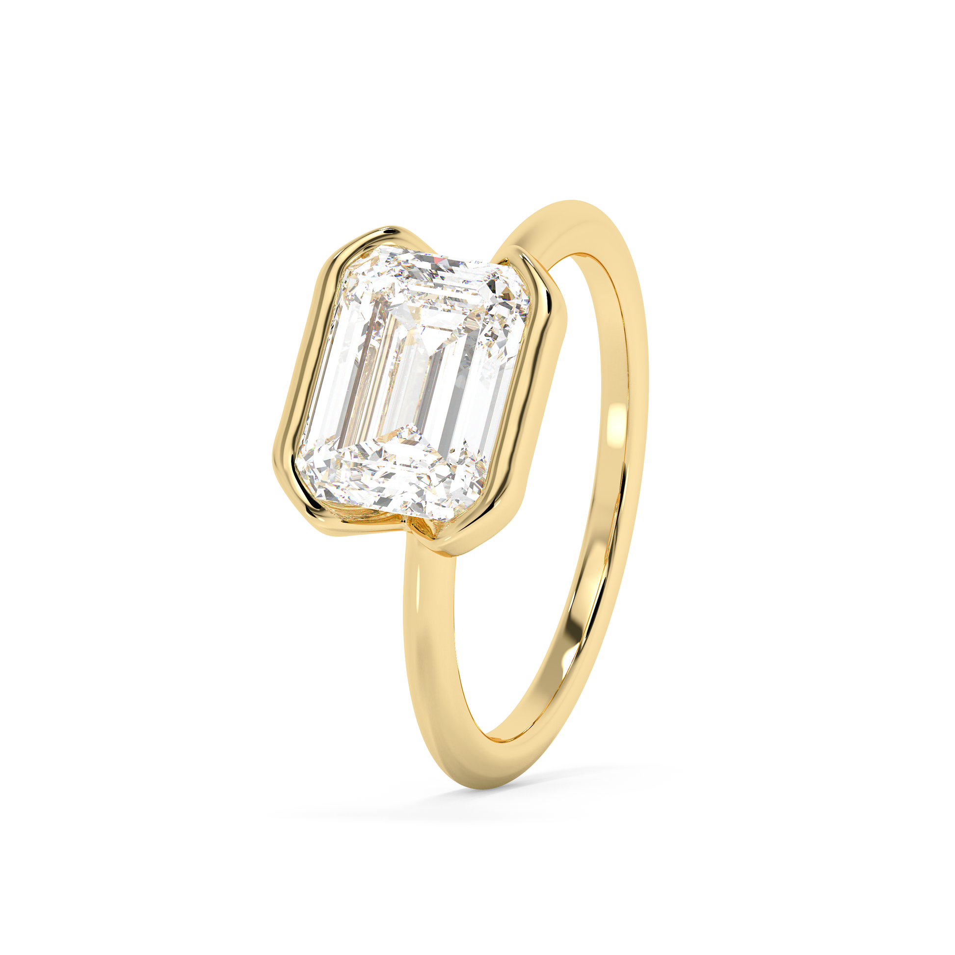 Emerald Solitaire Lab Grown Diamond Engagement Ring