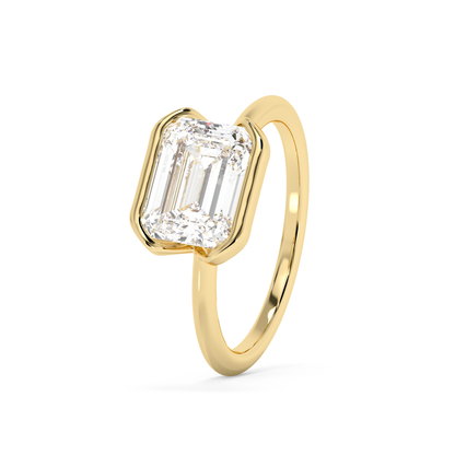 Emerald Solitaire Lab Grown Diamond Engagement Ring