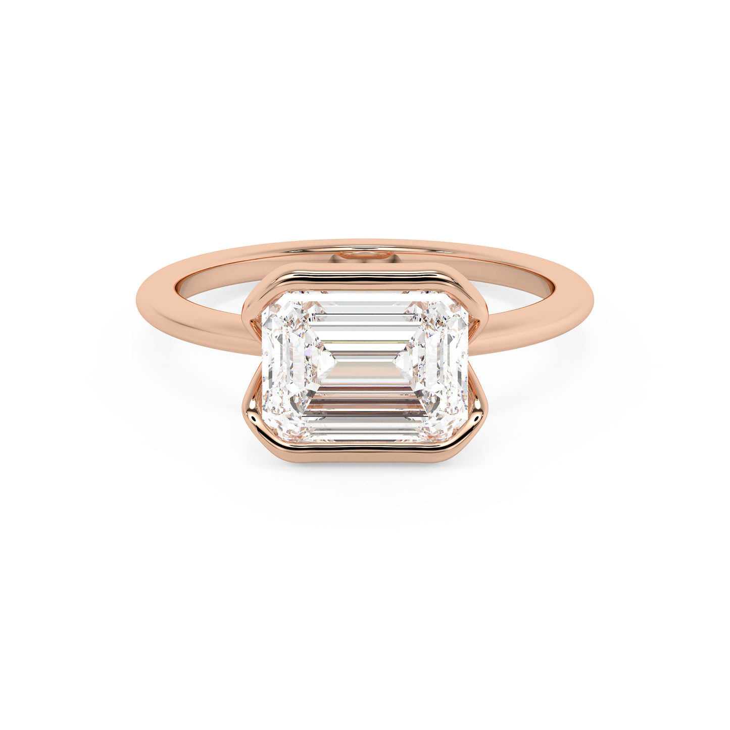 Emerald Solitaire Lab Grown Diamond Engagement Ring
