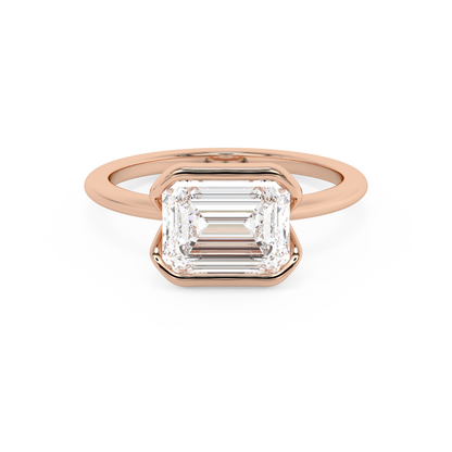 Emerald Solitaire Lab Grown Diamond Engagement Ring