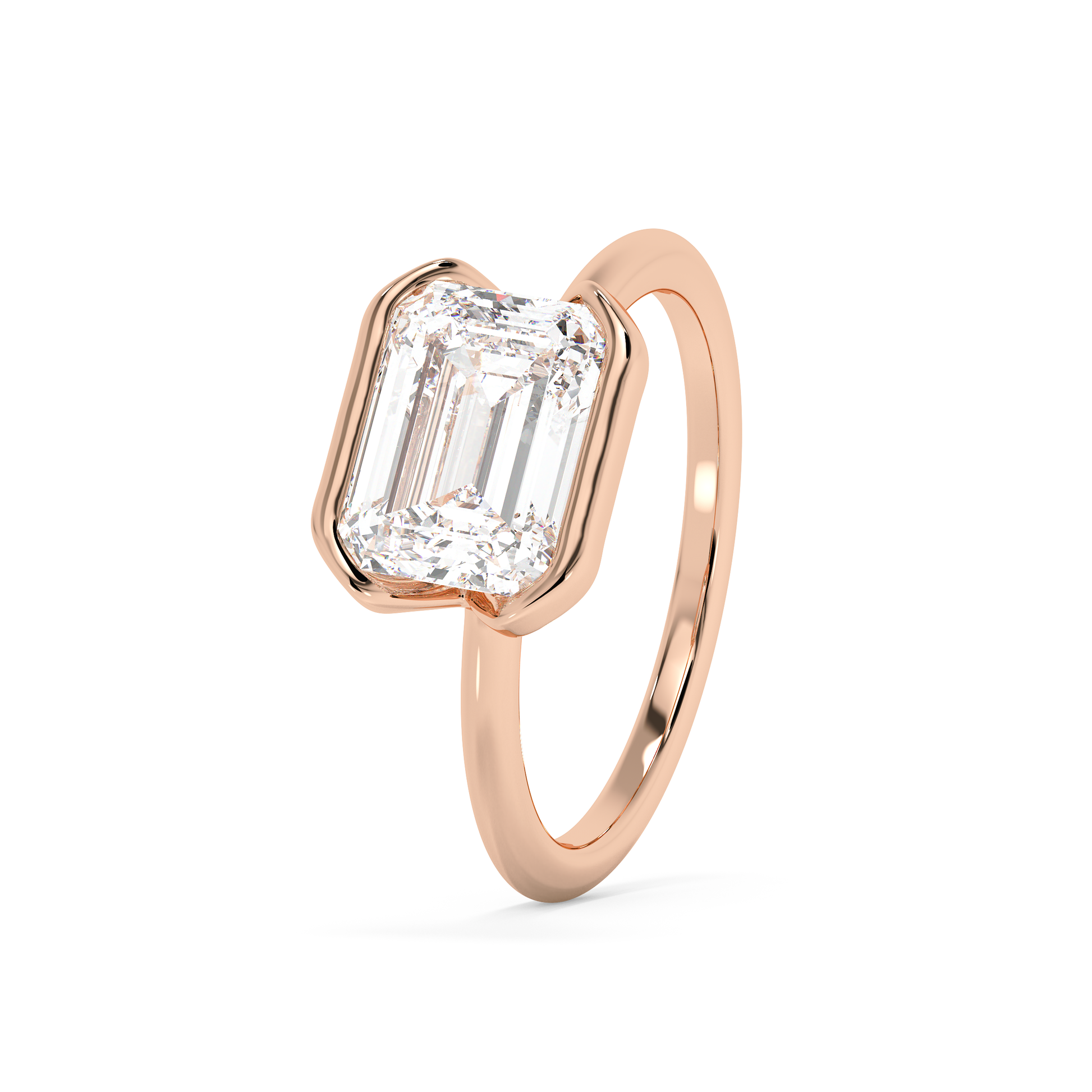 Emerald Solitaire Lab Grown Diamond Engagement Ring