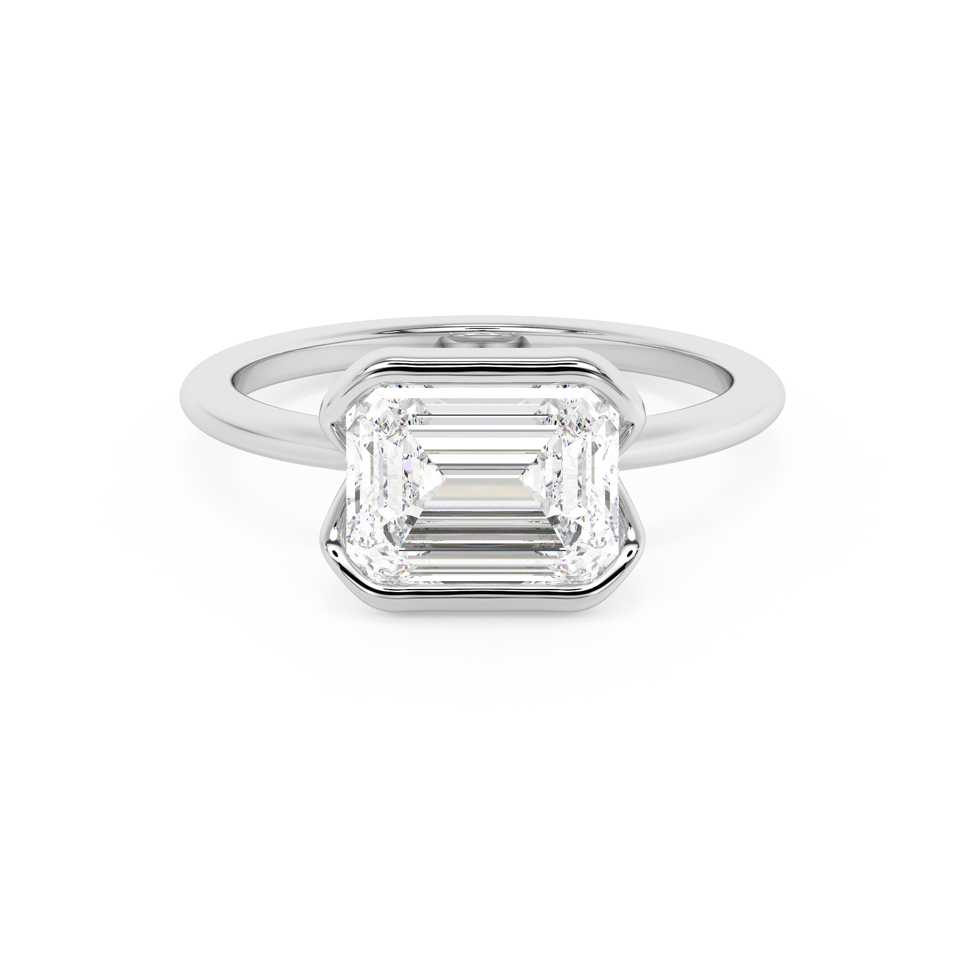 Emerald Solitaire Lab Grown Diamond Engagement Ring