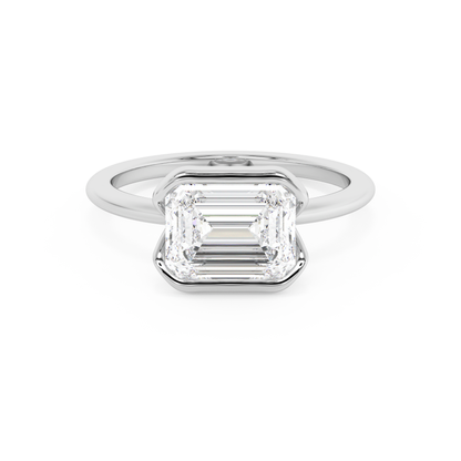 Emerald Solitaire Lab Grown Diamond Engagement Ring