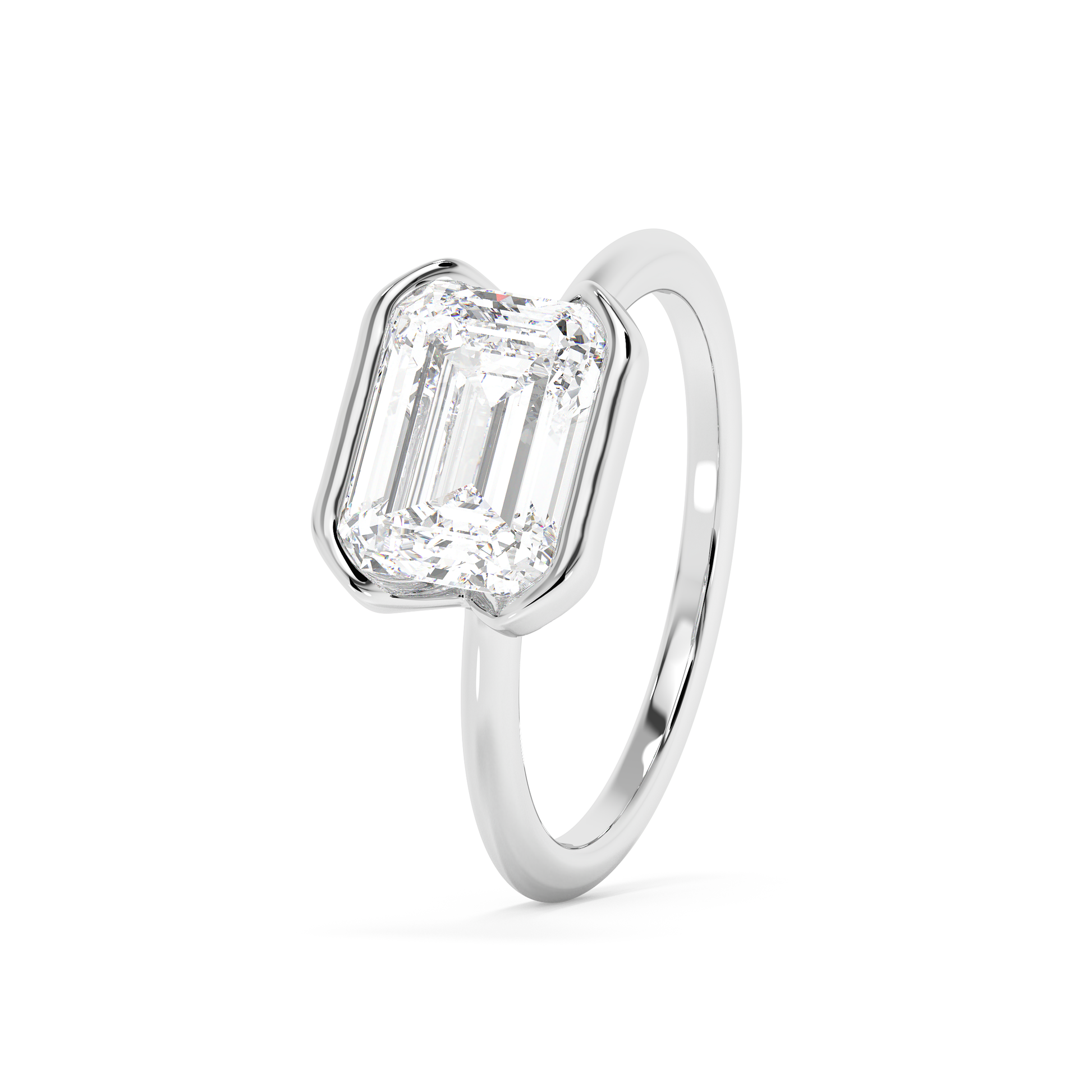 Emerald Solitaire Lab Grown Diamond Engagement Ring