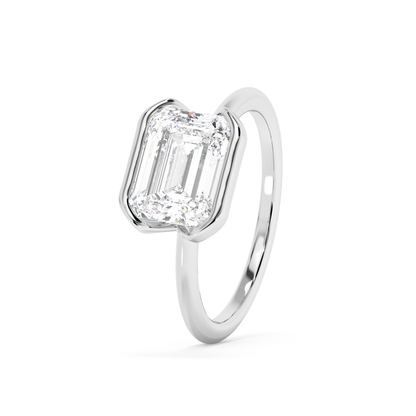 Emerald Solitaire Lab Grown Diamond Engagement Ring