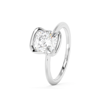 Emerald Solitaire Lab Grown Diamond Engagement Ring