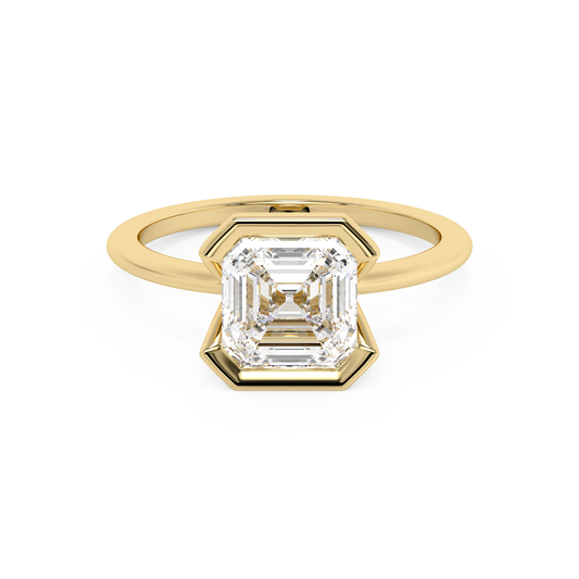 Emerald Solitaire Lab Grown Diamond Engagement Ring