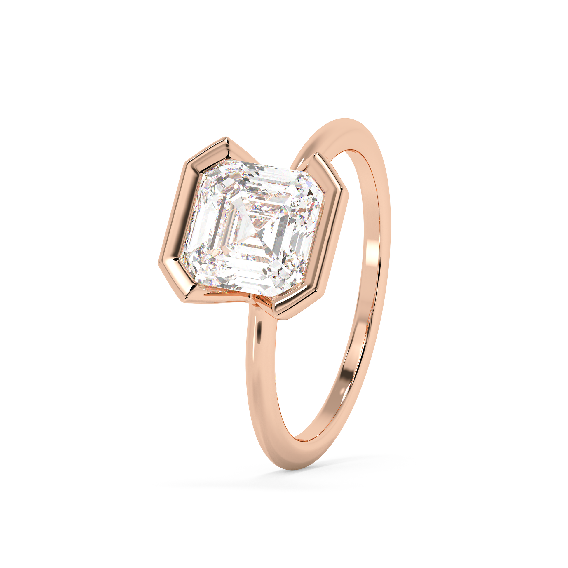 Emerald Solitaire Lab Grown Diamond Engagement Ring