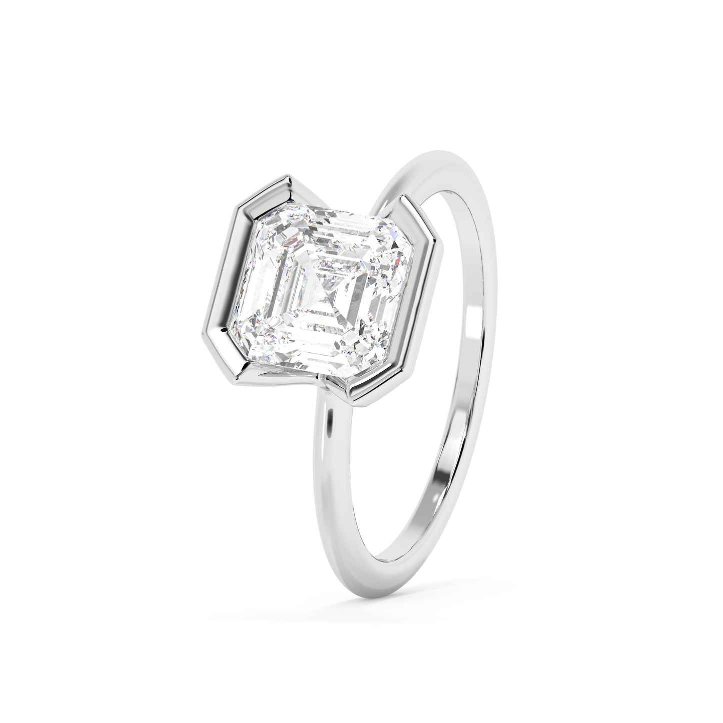 Emerald Solitaire Lab Grown Diamond Engagement Ring