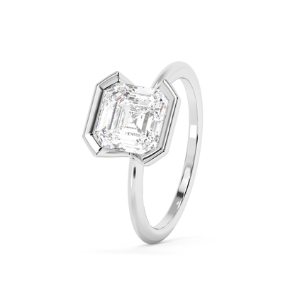 Emerald Solitaire Lab Grown Diamond Engagement Ring