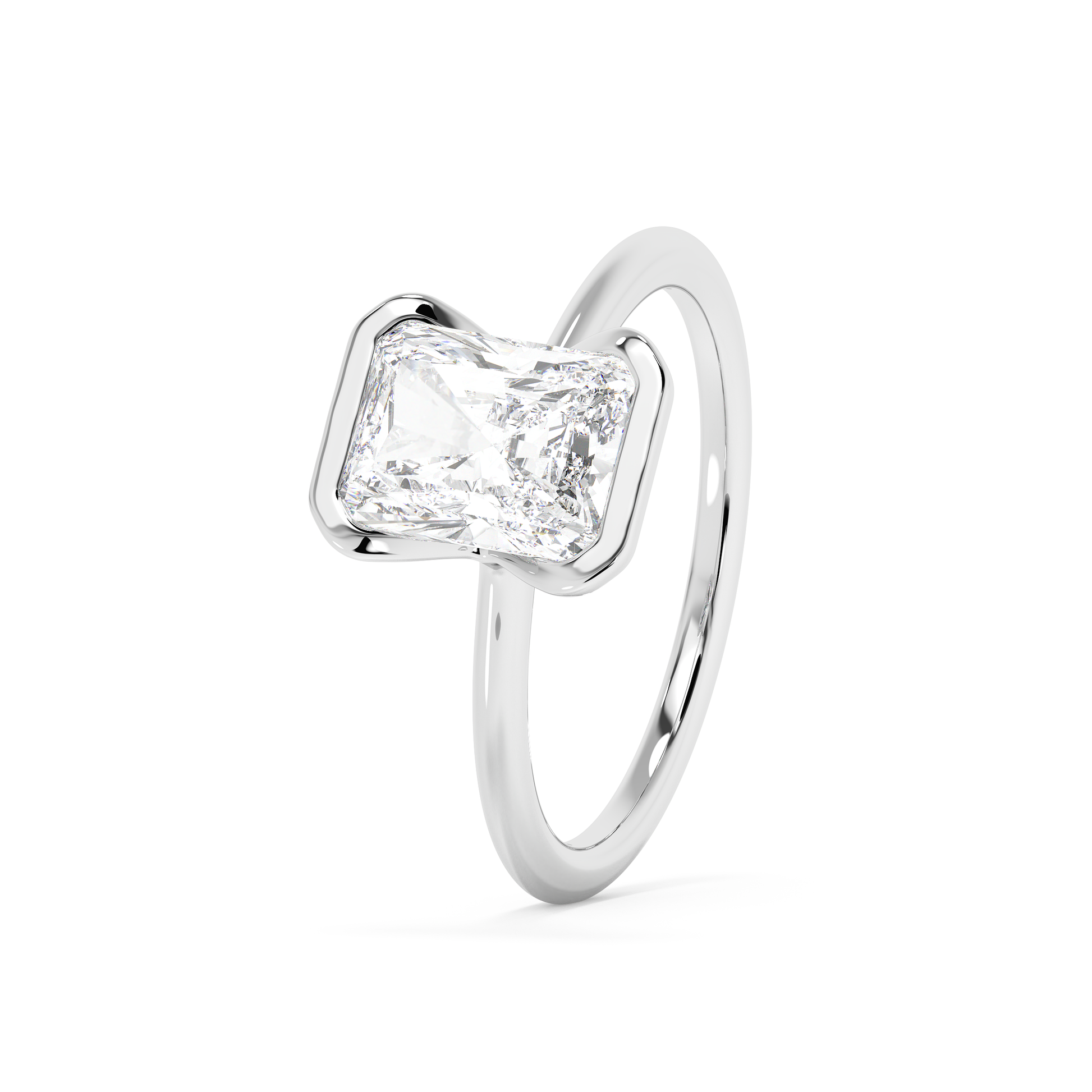 Emerald Solitaire Lab Grown Diamond Engagement Ring