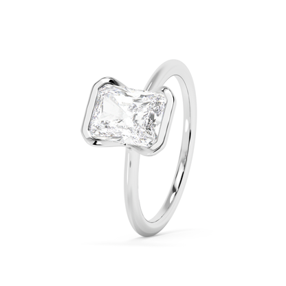 Emerald Solitaire Lab Grown Diamond Engagement Ring