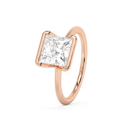 Emerald Solitaire Lab Grown Diamond Engagement Ring