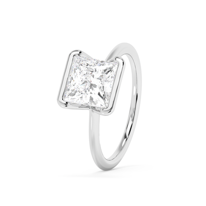 Emerald Solitaire Lab Grown Diamond Engagement Ring