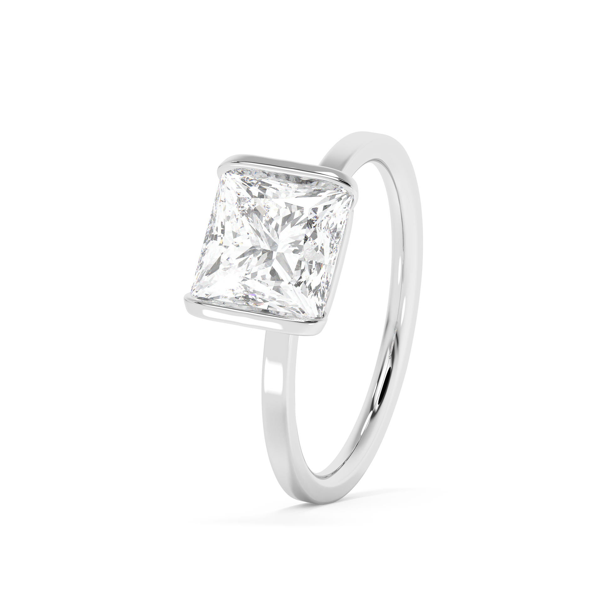 Emerald Solitaire Lab Grown Diamond Engagement Ring