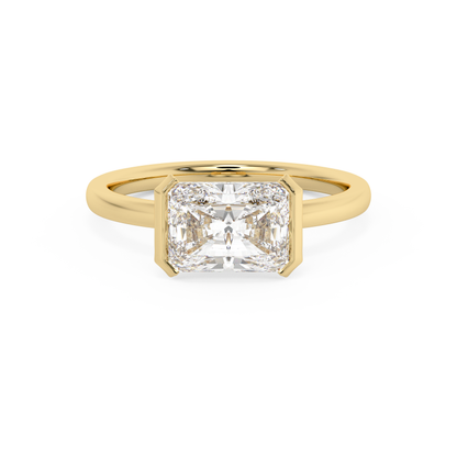 Emerald Solitaire Lab Grown Diamond Engagement Ring