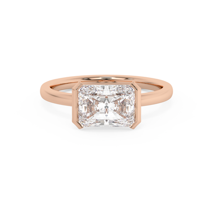 Emerald Solitaire Lab Grown Diamond Engagement Ring