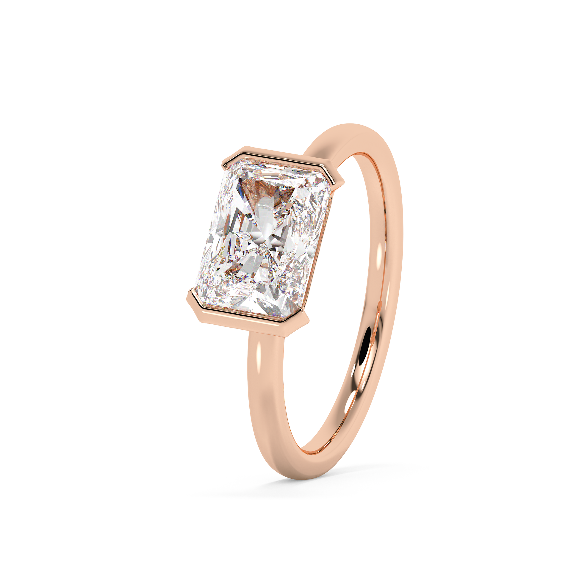 Emerald Solitaire Lab Grown Diamond Engagement Ring