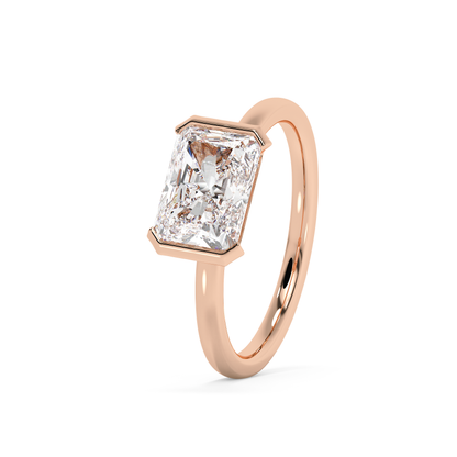 Emerald Solitaire Lab Grown Diamond Engagement Ring