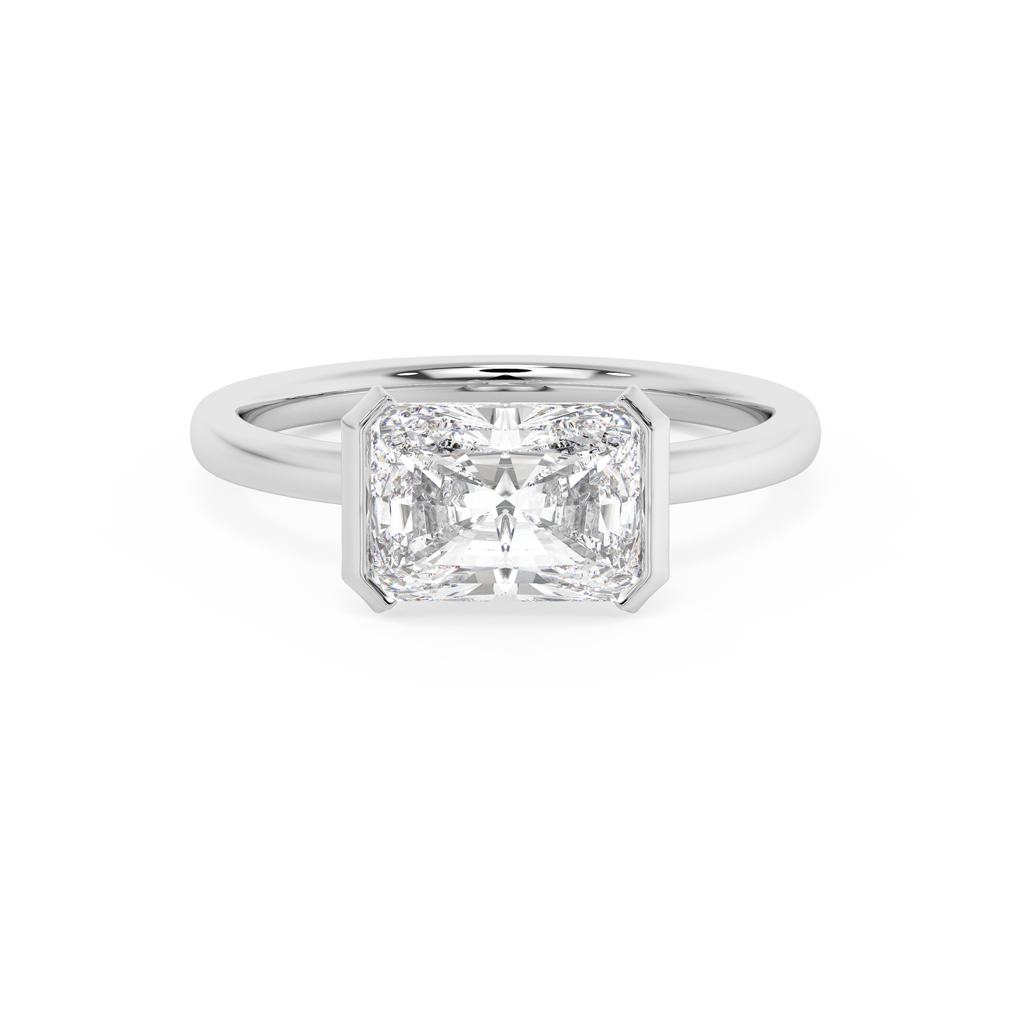 Emerald Solitaire Lab Grown Diamond Engagement Ring