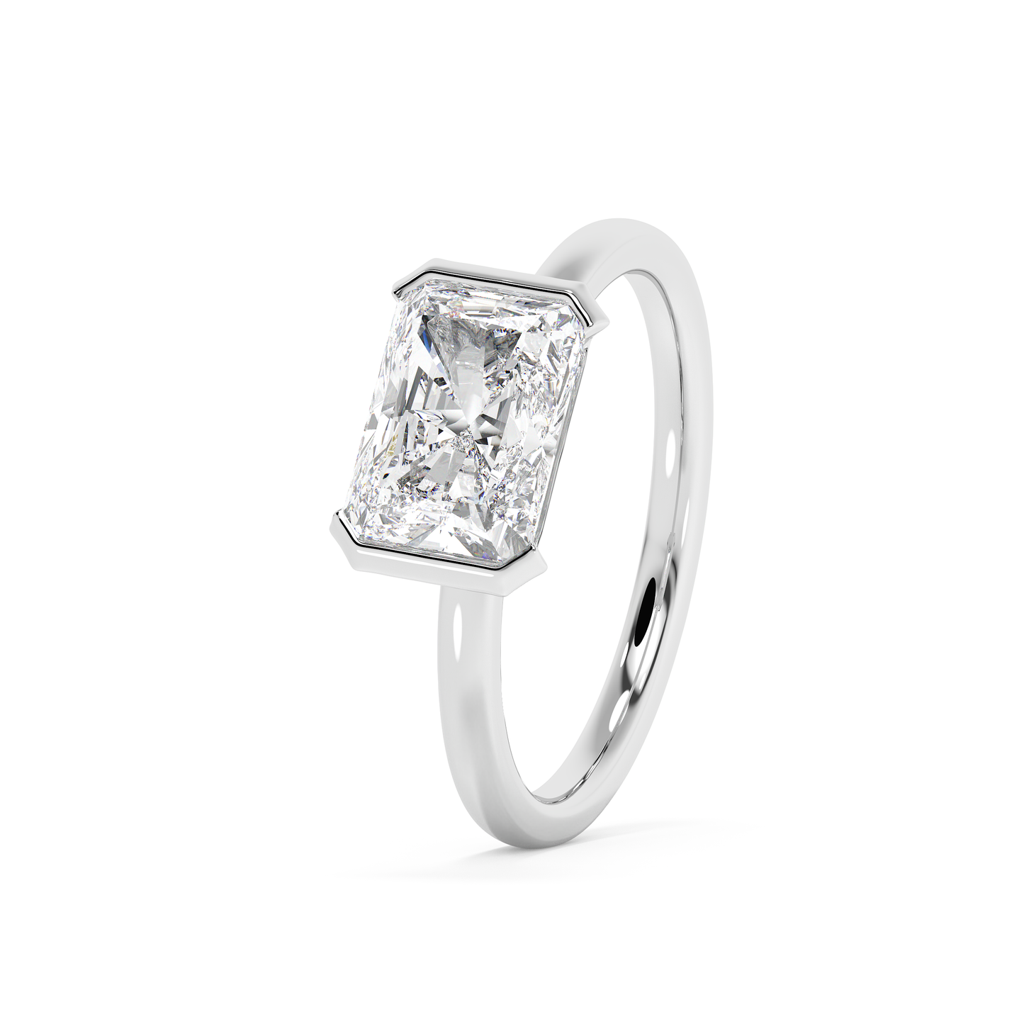 Emerald Solitaire Lab Grown Diamond Engagement Ring