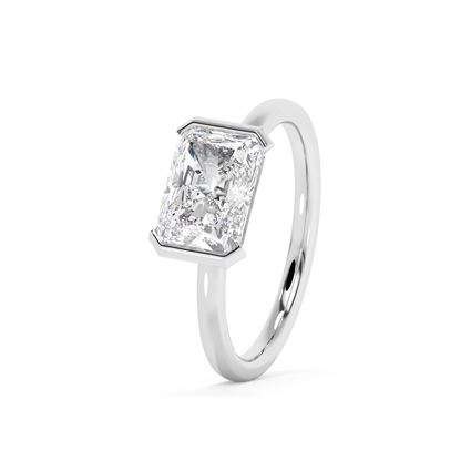 Emerald Solitaire Lab Grown Diamond Engagement Ring