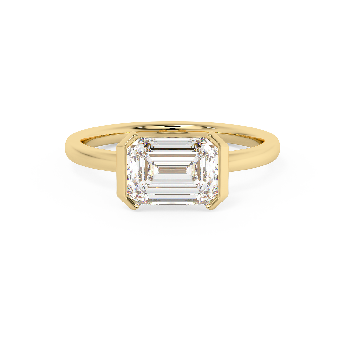 Emerald Solitaire Lab Grown Diamond Engagement Ring