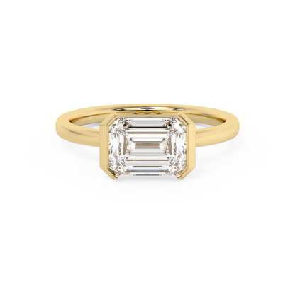 Emerald Solitaire Lab Grown Diamond Engagement Ring