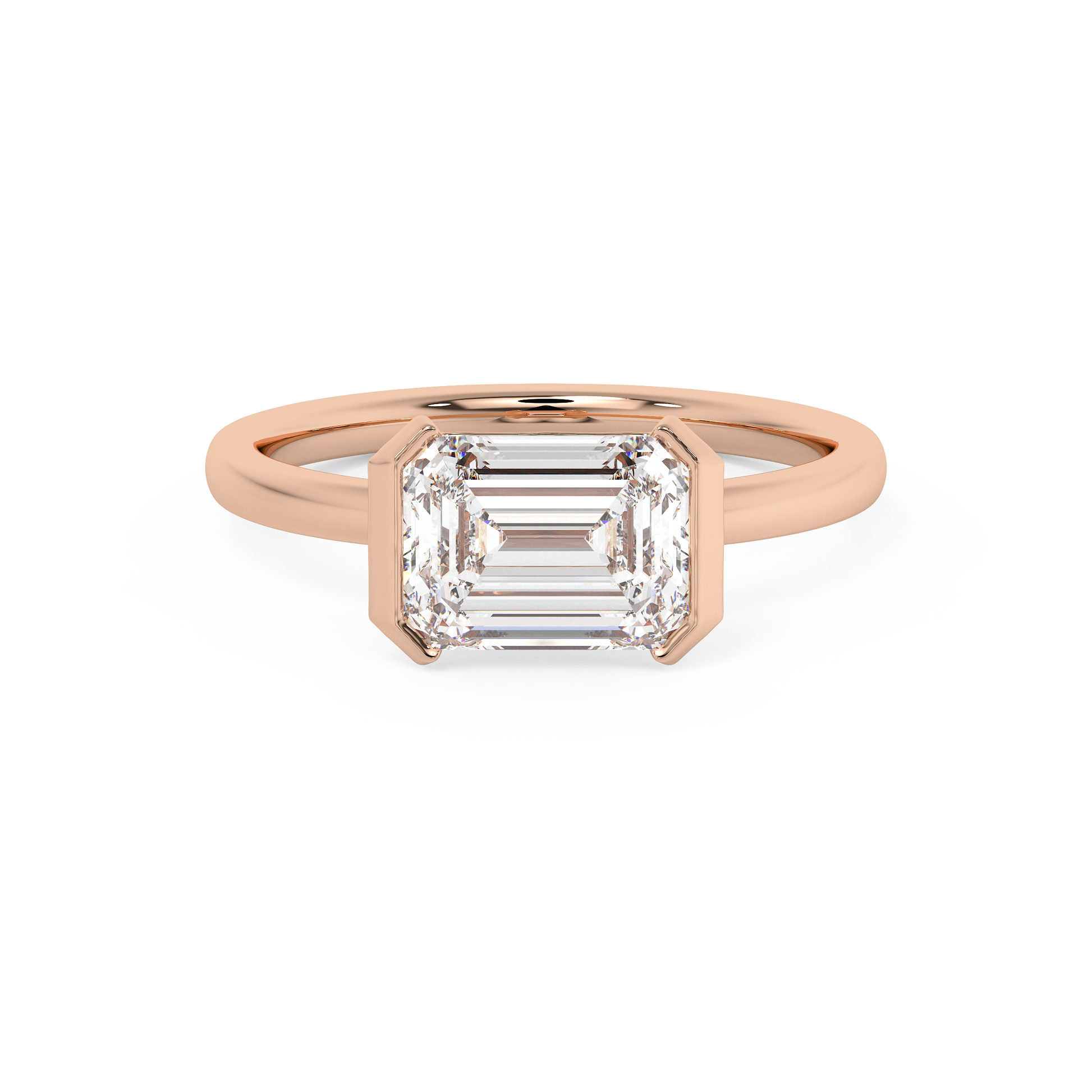 Emerald Solitaire Lab Grown Diamond Engagement Ring