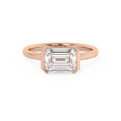 Emerald Solitaire Lab Grown Diamond Engagement Ring