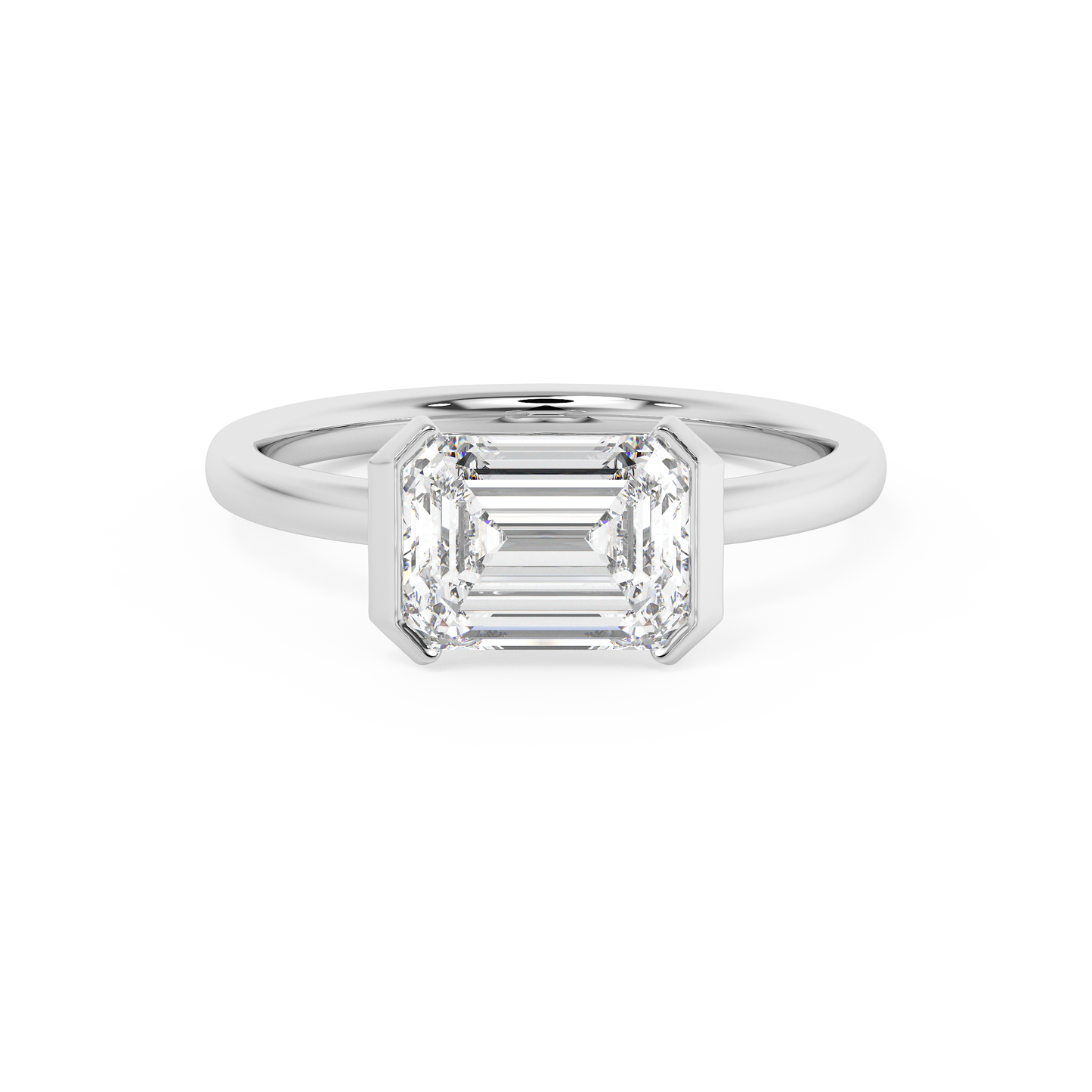 Emerald Solitaire Lab Grown Diamond Engagement Ring
