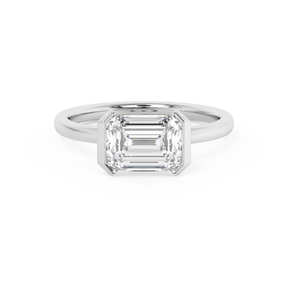Emerald Solitaire Lab Grown Diamond Engagement Ring