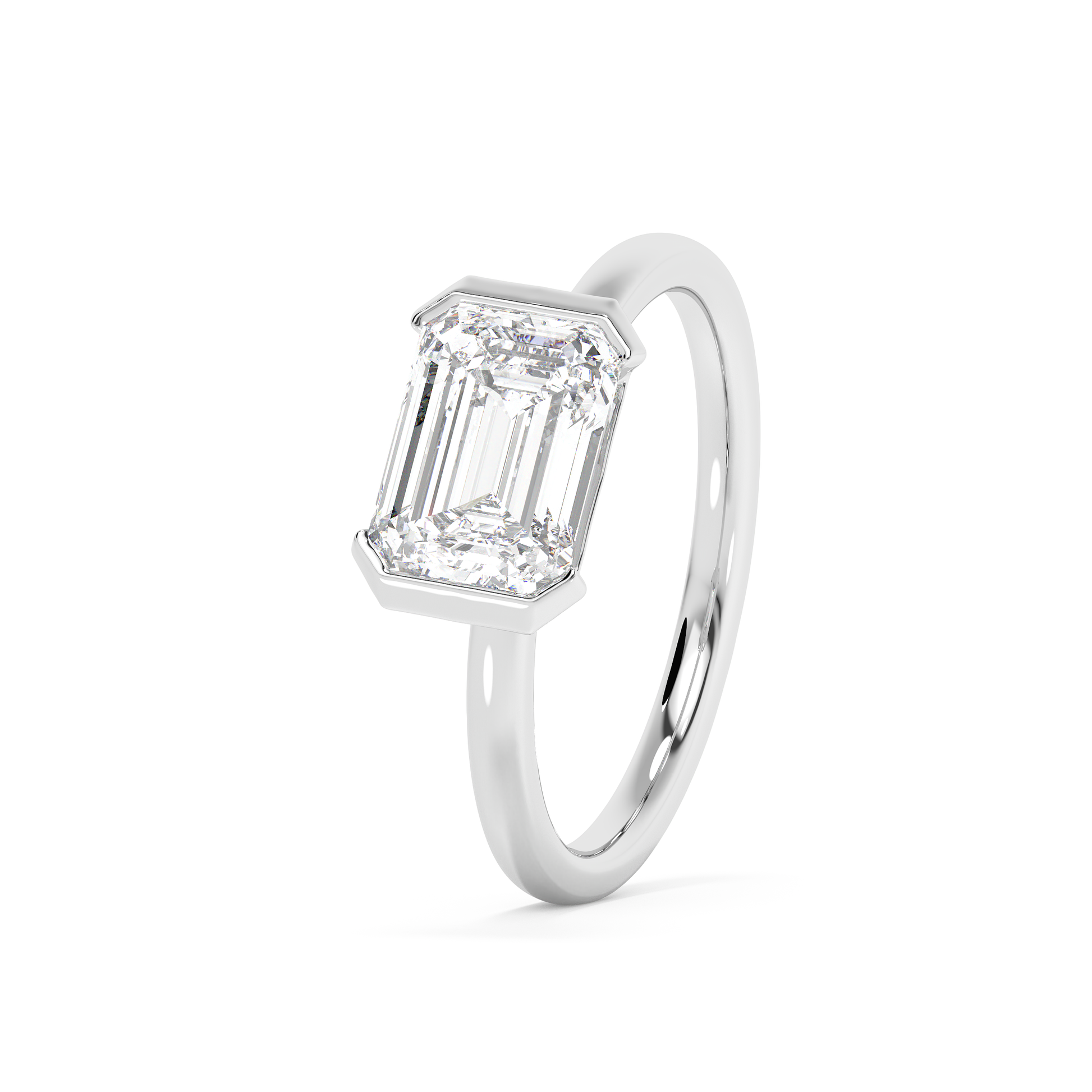 Emerald Solitaire Lab Grown Diamond Engagement Ring