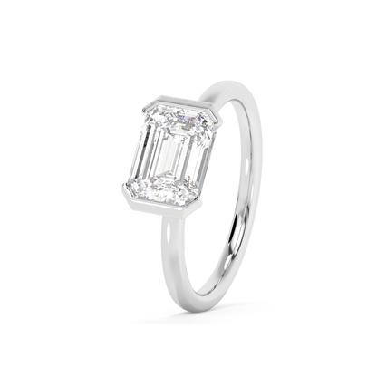 Emerald Solitaire Lab Grown Diamond Engagement Ring