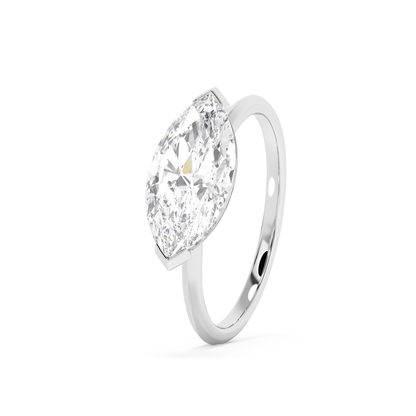 Emerald Solitaire Lab Grown Diamond Engagement Ring