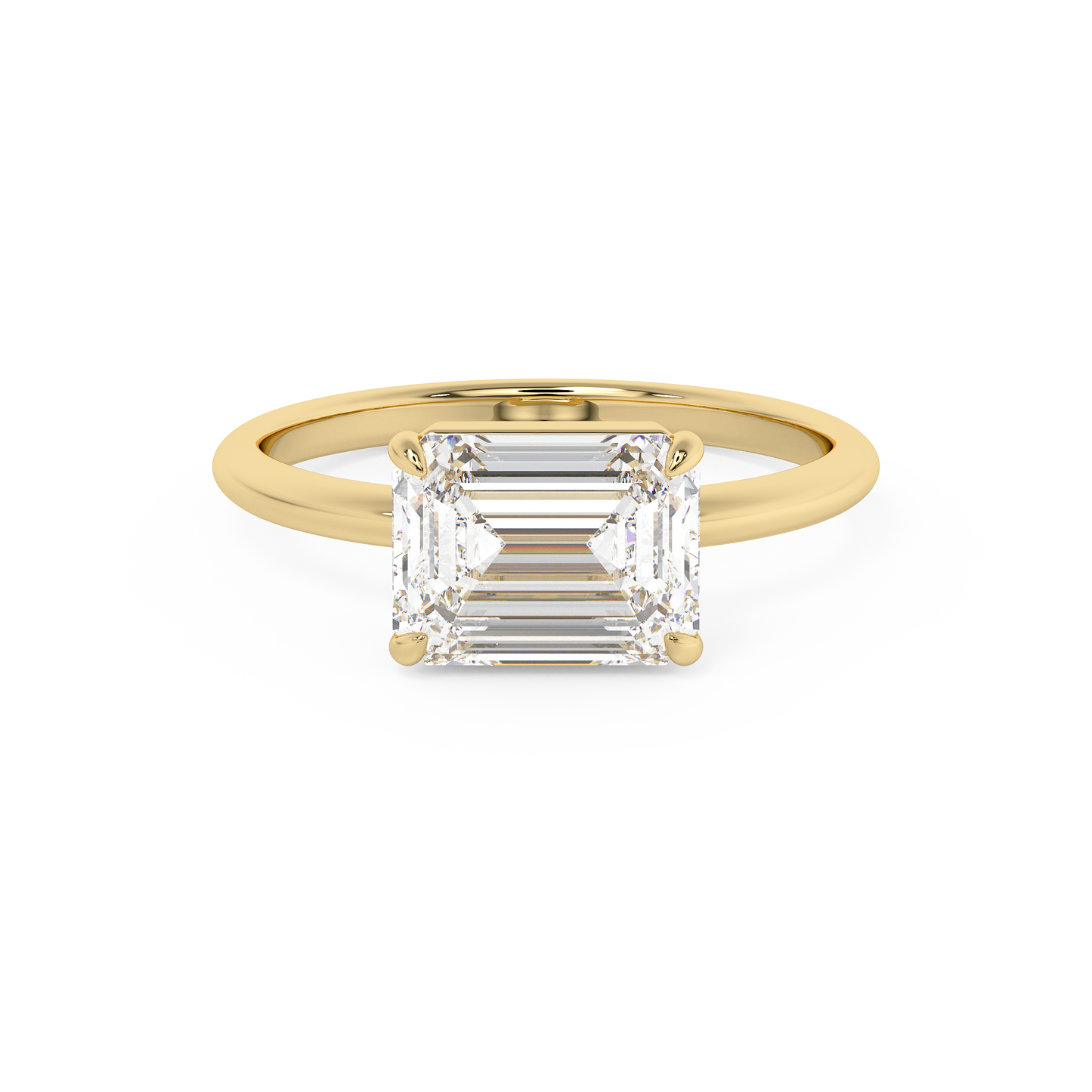 Emerald Solitaire Lab Grown Diamond Engagement Ring