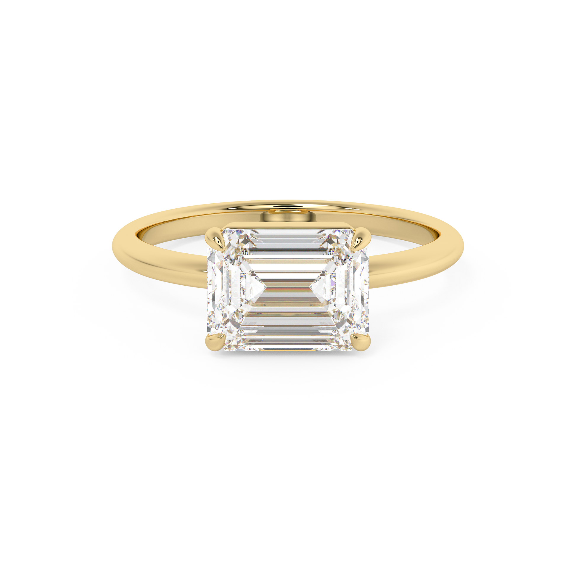 Emerald Solitaire Lab Grown Diamond Engagement Ring
