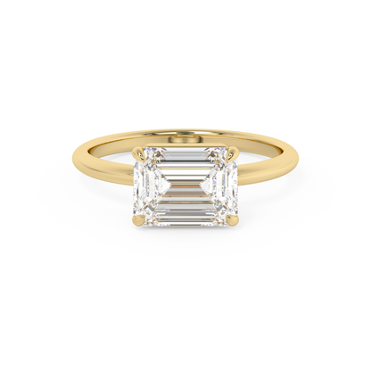 Emerald Solitaire Lab Grown Diamond Engagement Ring