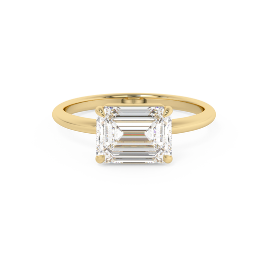 Emerald Solitaire Lab Grown Diamond Engagement Ring
