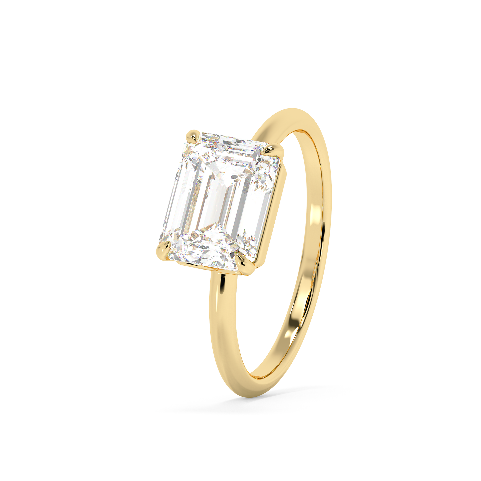 Emerald Solitaire Lab Grown Diamond Engagement Ring