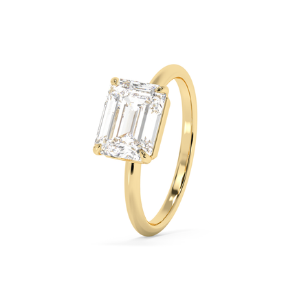 Emerald Solitaire Lab Grown Diamond Engagement Ring