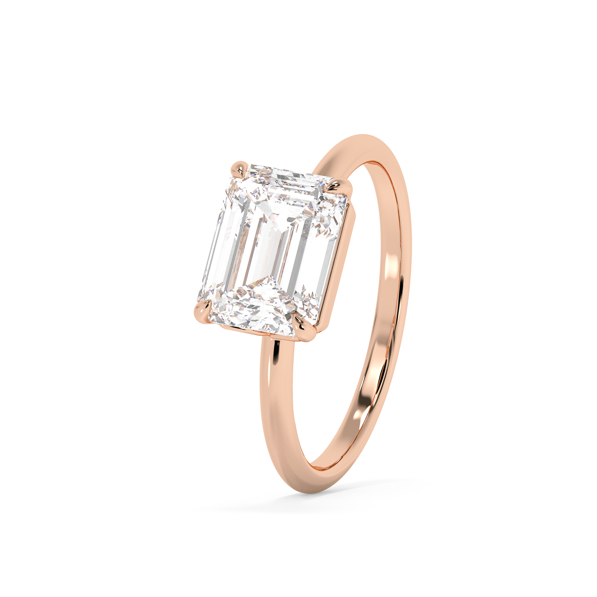 Emerald Solitaire Lab Grown Diamond Engagement Ring
