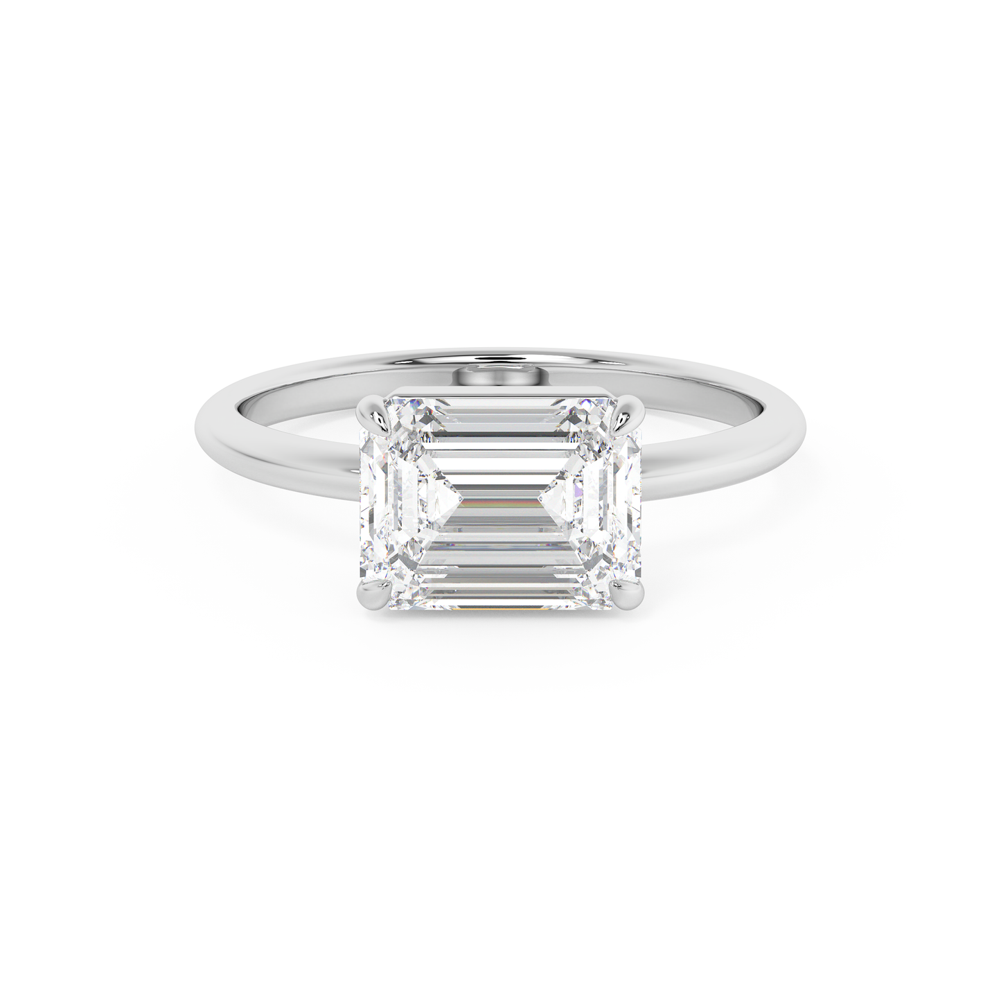 Emerald Solitaire Lab Grown Diamond Engagement Ring